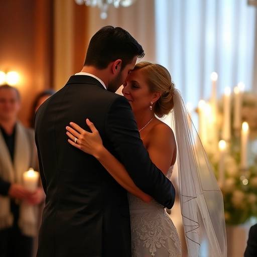 Momento emozionante di una cerimonia nuziale con gli sposi.
